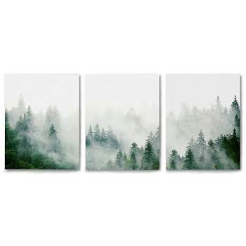 Americanflat Green Mountain Mist by Tanya Shumkina Triptych Wall Art - Set of 3 Canvas Prints