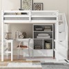 Full Size Loft Bed with L-Shaped Desk and Drawers, Cabinet and Storage Staircase - 2 of 4