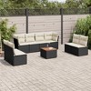 vidaXL 9 Piece Patio Sofa Set with Cushions Black Poly Rattan - Black and Cream - 2 of 4