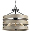 Progress Lighting Gulliver 3-Light Semi-Flush Convertible Ceiling Light, Graphite, Wood Grained Texture - 4 of 4
