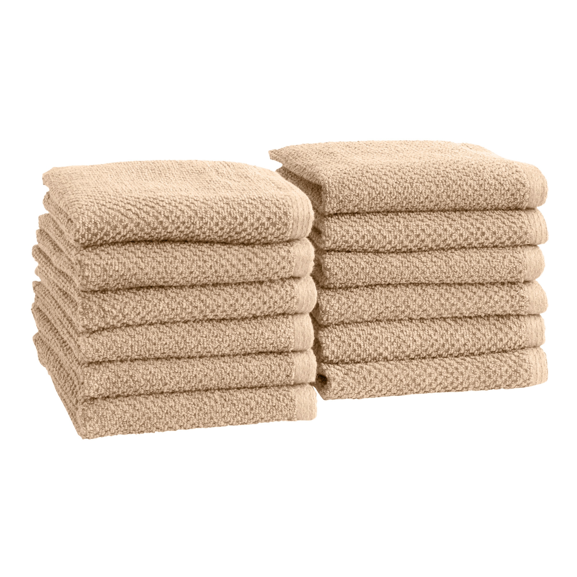 Cotton Quick Dry Loop Textured Bath Towel - Great Bay Home (Taupe, Washcloths - Set of 12)