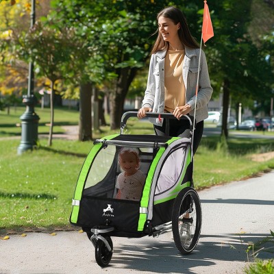 Sillysis 2-in-1 Walk Child Baby Bike Trailer for Kids 2 Seater,High-Visibility Bike Stroller for Toddler Wagon Double Bicycle Trailer Accessory