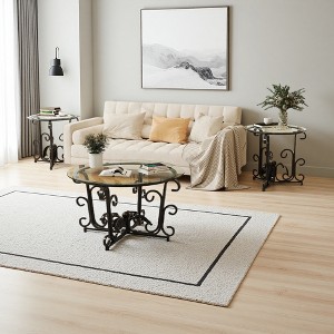 31.5" & 23.6" Glass Coffee Table Set (3-Piece) - 1 of 4
