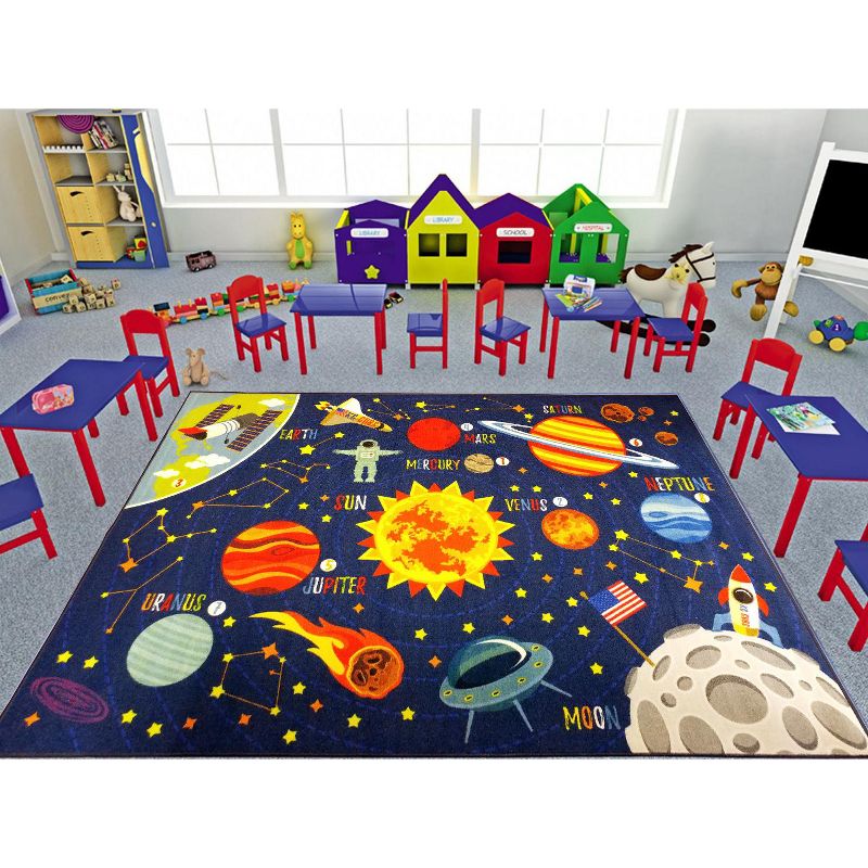 KC CUBS Boy & Girl Kids Outer Space Solar System Planets Educational Learning & Game Play Area Nursery Bedroom Classroom Rug Carpet, 4 of 13
