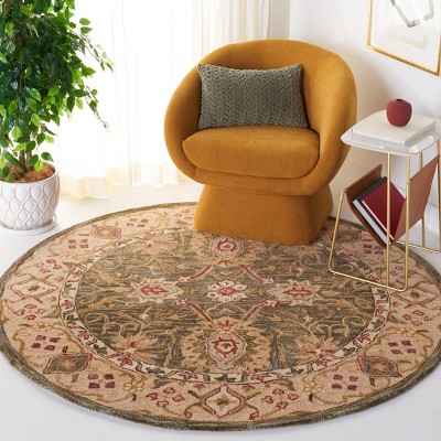 Anatolia Sage and Ivory Round Wool Area Rug