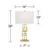 360 Lighting Gale Modern Mid Century Table Lamps 26" High Set of 2 Brushed Gold Grid Metal White Shade for Bedroom Living Room Bedside Nightstand Kids - 4 of 4