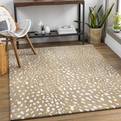 Hauteloom Athena Brown Giraffe Print Wool Rug