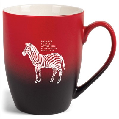 Elanze Designs 12 Ounce Ceramic Decorative Laser Engraved Giftable Novelty Tea Coffee Cup Mug Red and Black Zebra Balance Loyalty Awareness Clever