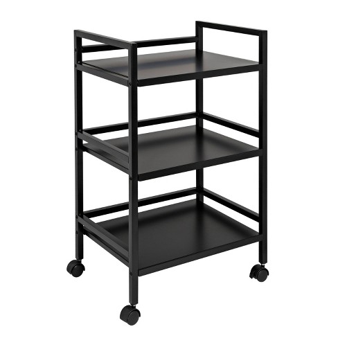 Honey Can Do Collapsible 3-Tier Metal Shelf on Wheels, Black