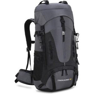 60L Hiking Camping Backpack with Rain Cover, Waterproof Large Capacity Outdoor Sport Travel Daypack - 1 of 4