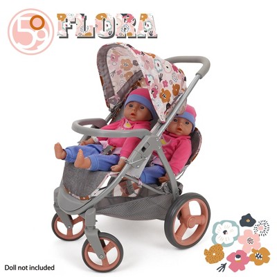 Melange Flora Twin Doll Stroller with Retractable Canopy