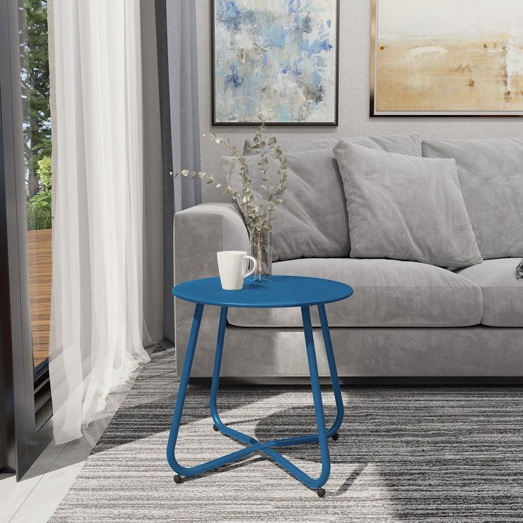 GRANDPATIO Designs Steel Patio Side Table, Weather Resistant Outdoor Round End Table, 3 of 7