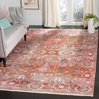 Handmade Red Synthetic 5' x 7' Rectangular Area Rug