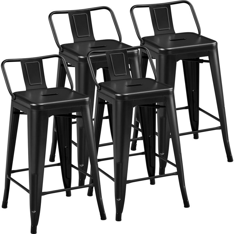 Yaheetech 24" H Metal Bar Stools Set of 4 for Home Restaurant, Black, 1 of 9