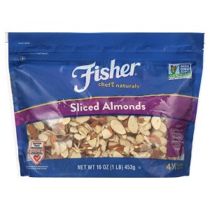 Fisher Chef's Naturals Gluten Free, No Preservatives, Non-GMO Sliced Almonds, 16 oz Bag - 1 of 4