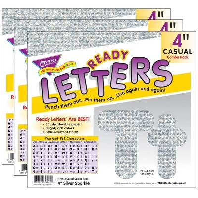 3pk 4" Casual Combo Ready Letters Silver Sparkle - TREND