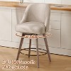 Bekrvio 26" Swivel Bar Stools Set 1/2/3/4 with Solid Wood Legs, 3.15” Linen Upholstered Seat with Back, Mid-Century Bar Chairs for Kitchen Island - 3 of 4