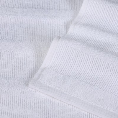 White Ribbed Cotton 3 Piece Towel Set