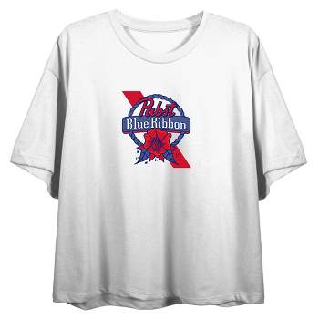 Pabst Blue Ribbon "Grab A Pabst" Women's White Crop Tee