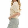 Women's Diamond Pattern Pointelle Sweater - entro - 3 of 4