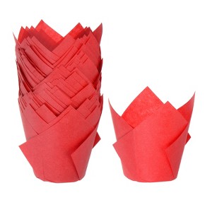 Unique Bargains Greaseproof Paper Tulip Style Disposable Cupcake Liners 50 Pcs - 1 of 4