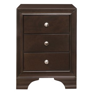 NicBex 18 inch Nightstand with 3 Drawers,Side Table with 2 USB Ports and Metal Round Handle,Bedside Table for Bedroom,Living Room,Brown/Gray/White - 1 of 4