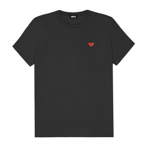 Dalix Pixel Heart Embroidered Lightweight Relaxed Jersey Tee Summer Cute Love Womens - 1 of 4