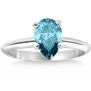 Pompeii3 Certified Platinum 1.12Ct Pear Shape Blue Diamond Engagement Ring Lab Created - Size 6 - 1 of 4