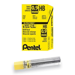 Pentel® Super Hi-Polymer Lead Refill (0.9mm) Thick, HB, 15 Pieces/Tube, 12 Tubes/Box - 1 of 4