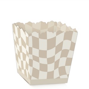 Big Dot of Happiness Tan Checkered Party - Party Mini Favor Boxes - Treat Candy Boxes - Set of 12 - 1 of 4