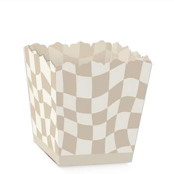 Big Dot of Happiness Tan Checkered Party - Party Mini Favor Boxes - Treat Candy Boxes - Set of 12
