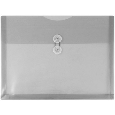 JAM Paper 12pk Plastic Envelopes with Button & String Tie Closure - Letter Booklet - 9 3/4 x 13 - Smoke Gray