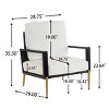 Retro Velvet Upholstered Accent Armchair,Lounge Chair With Metal Legs And Rubberwood Frame,Low Back Living Room Sofa Chair-Coolbibila - 4 of 4