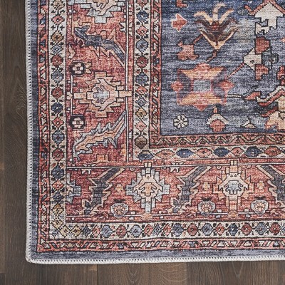 Navy & Brick 5' x 7' Reversible Flat Woven Synthetic Rug