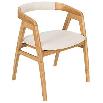 Costway Leisure Bamboo Chair Dining Chair w/ Curved Back & Anti-slip Foot Pads