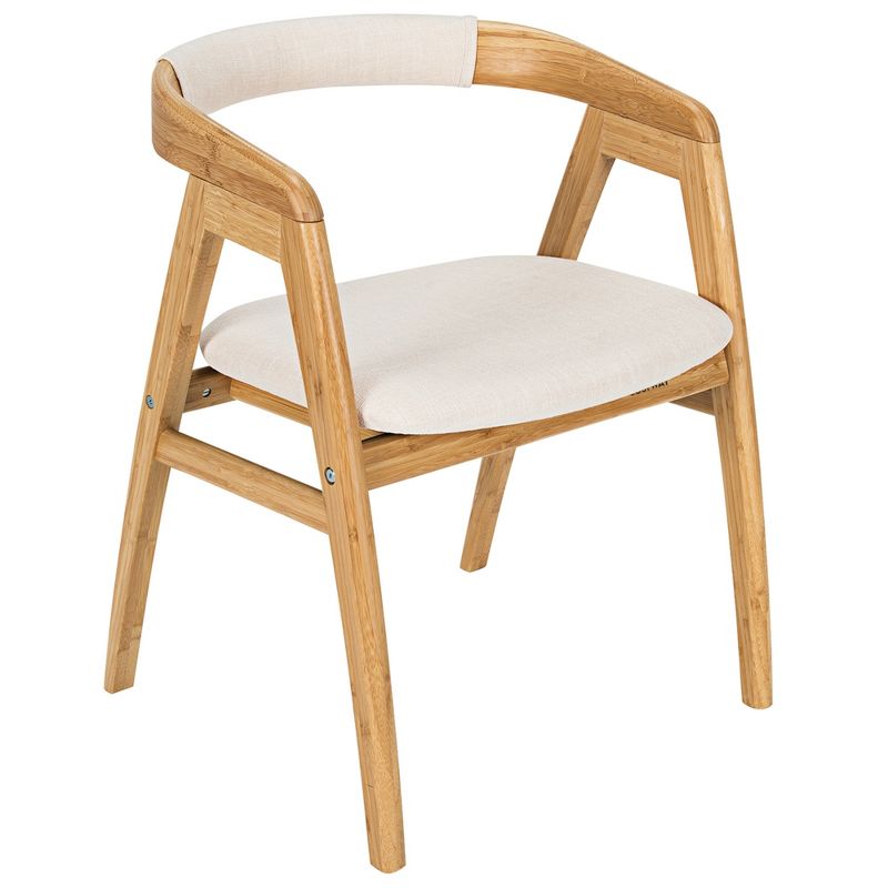 Costway Leisure Bamboo Chair Dining Chair w/ Curved Back & Anti-slip Foot Pads, 1 of 10
