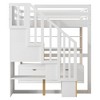 PAGED Twin Size Loft Bed Wooden Bed Frame with 2 Drawers, 2 Shelves, Wardrobes and Storage Stairs for Bedroom - 3 of 4