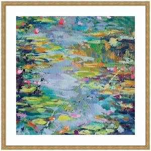 Kate and Laurel Framed Art Waterlilies at Giverny by Rachel Christopoulous, 34x34, Mila Dark Gold - 1 of 4