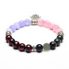 ELYA Women's Hamsa Charm Natural Stone Bead Stretch Bracelet (8mm Wide) - 4 of 4