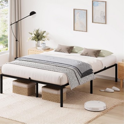Heavy Duty Full Size Metal Bed Frame Steel Platform with Reinforced Slat Support, No Box Spring Needed, Ultra Quiet with Underbed Storage Space