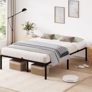 Heavy Duty Full Size Metal Bed Frame Steel Platform with Reinforced Slat Support, No Box Spring Needed, Ultra Quiet with Underbed Storage Space - 1 of 4