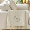 Personalization Mall Floral Wreath Embroidered Initial Afghan Throw Blanket - 2 of 4