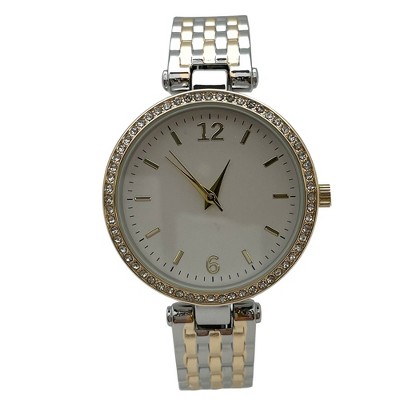 Olivia Pratt Round Face with Rhinestones Bangle Women Watch