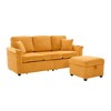 Mocamel Corduroy L-Shaped Sofa Pull-Out Storage Ottoman Pillows 3-Seat USB Charging Cup Holder Convertible Design Living Room Apartment - 3 of 4