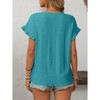 Womens Tops Summer Round Neck Short Sleeve Hollow T Shirt Blouse - 2 of 4