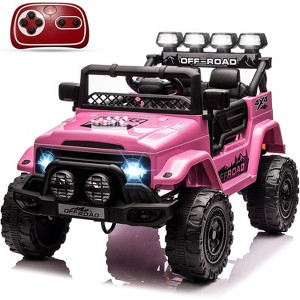 Ride On Truck Car for Kids, 12V Electric Ride On Car with Remote Control, Spring Suspension, Led Lights, 3 Speeds - 1 of 4