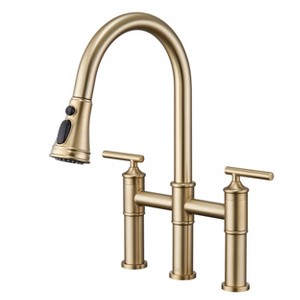 CLIHOME 3-Hole Pull Down 2-Handle Kitchen Faucet With 360 Swivel Spout - 1 of 4