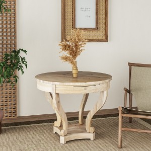 XIYUYE Round Dining Table Farmhouse Style Small Size Table with Curved Legs - 1 of 4