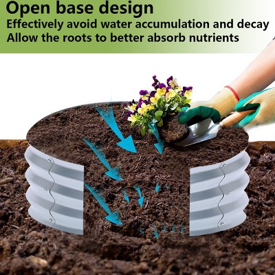 36-inch Silver Galvanized Metal Round Raised Garden Bed Planter