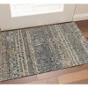 Tan Ivory And Blue Wool Geometric Hand Knotted Area Rug - 2 of 4